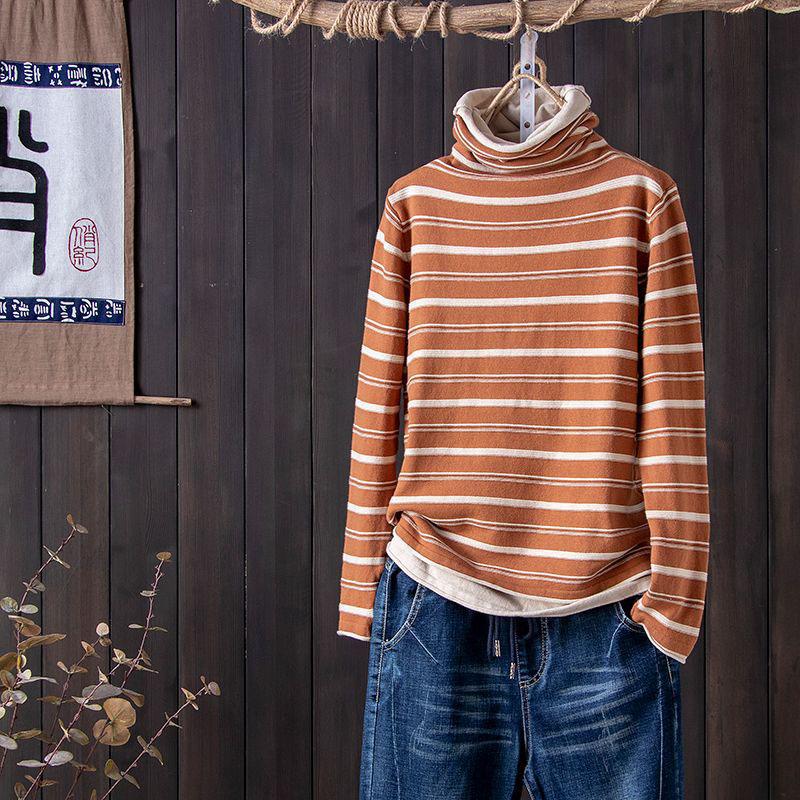 Свитшот для женщин, хлопковая свободная футболка большого размера с длинным рукавом, флисовая утолщенная удобная повседневная кофта с высоким воротом