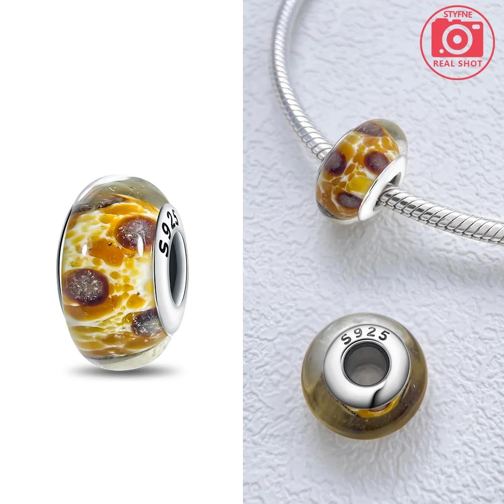 925 Silver Bracelet Women DIY Gift Murano Jewelry with Flower Blue Star Green Turtle Glass Beads