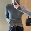 Slim Fit Thin Knit Sweater Top Basic Bottom Sweater Autumn Winter Half High Neck Women's Pullovers Clothing