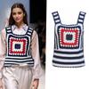 Bohemian Ethnic Round Neck Spaghetti Strap Knit Vest Top for Women