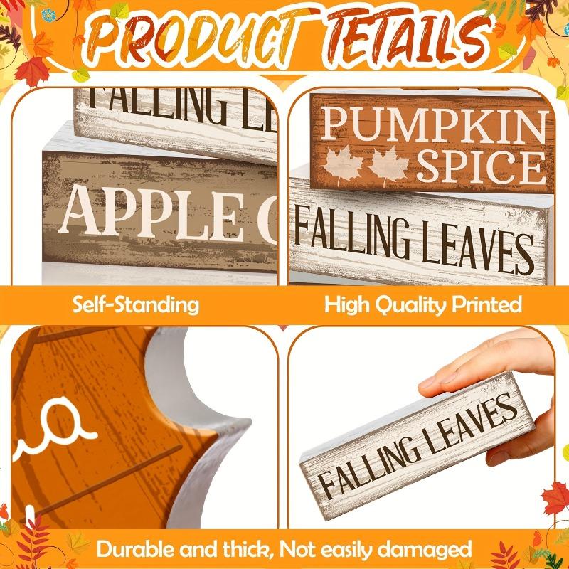 Wooden Farmhouse Layered Tray with Maple Leaves Recipe Block Sign for Holiday Centerpiece Kitchen Decor Halloween Christmas Gift