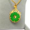 Chinese Wind Green Stone Dragon Gold Color Pendant For Men Women Animal Lover Lucky Dragon Amulet Necklace Accessories Gift