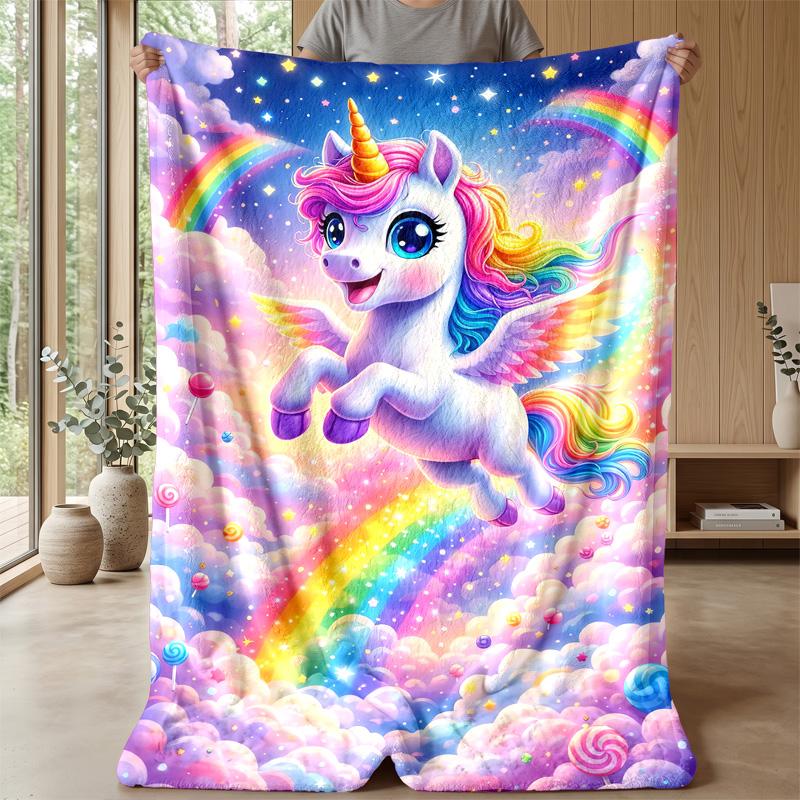 Purple Unicorn Sleeping in Lavender Theme blanket Lightweight Warm Flannel Blanket Decorative Throw Blanket for Home Decoration