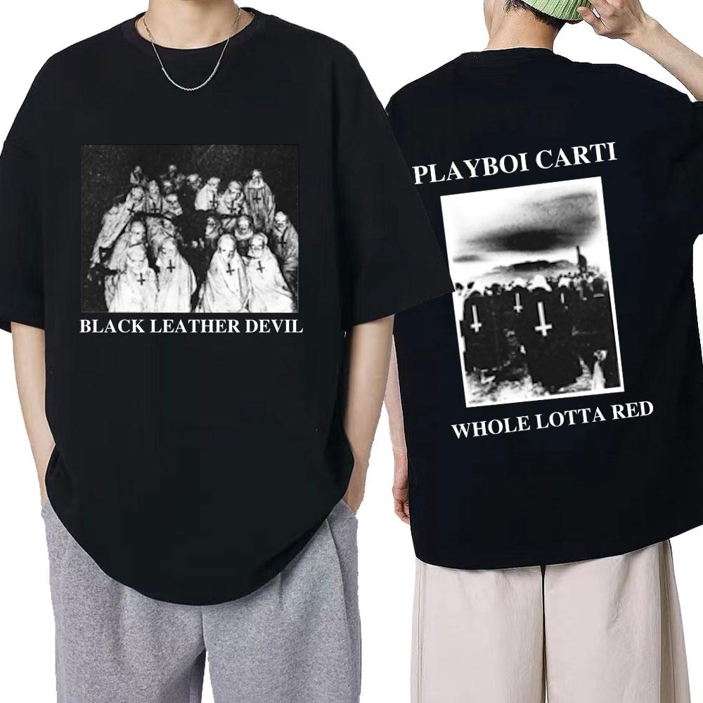 Футболка Playboi Carti Red Tour с графическим принтом, унисекс, с круглым вырезом, короткий рукав, хип-хоп, рэпер, повседневная уличная одежда, летний повседневный топ для мужчин и женщин