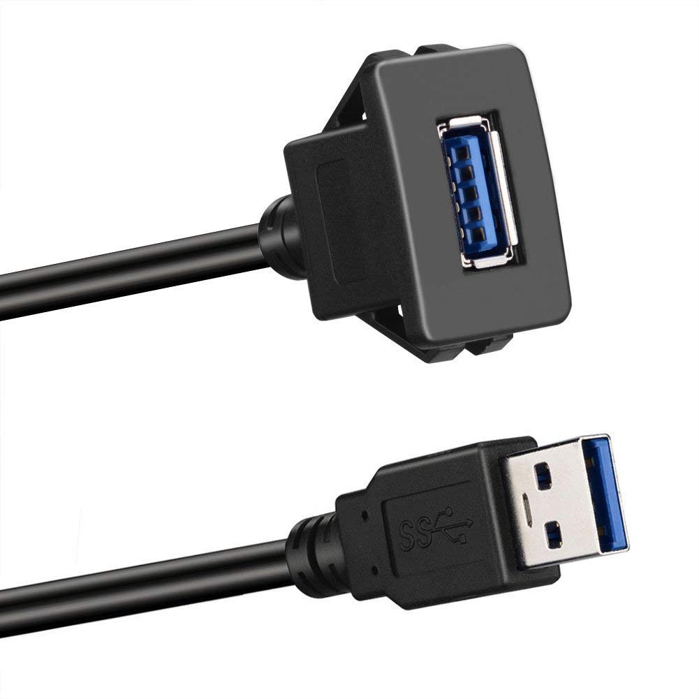 LBSC квадратный однопортовый USB3.0 удлинительный кабель для скрытого монтажа с пряжкой для приборной панели автомобиля грузовика лодки мотоцикла (USB3.01M)