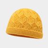 Autumn and winter rhombus grid simple jacquard knitted landlord hat men's and women's outdoor solid color crimped warm wool hat