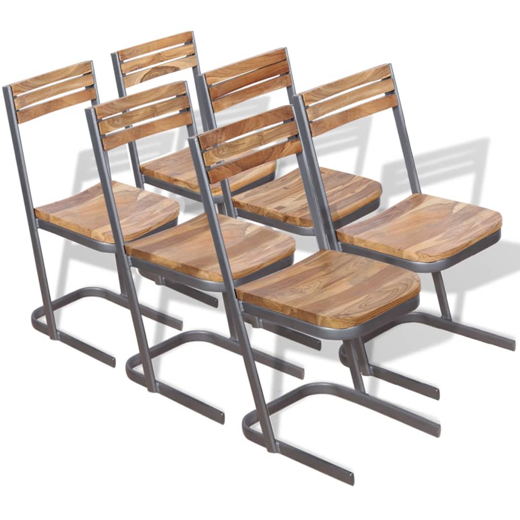 Dining Chairs Set of 6 Solid Teak Wood