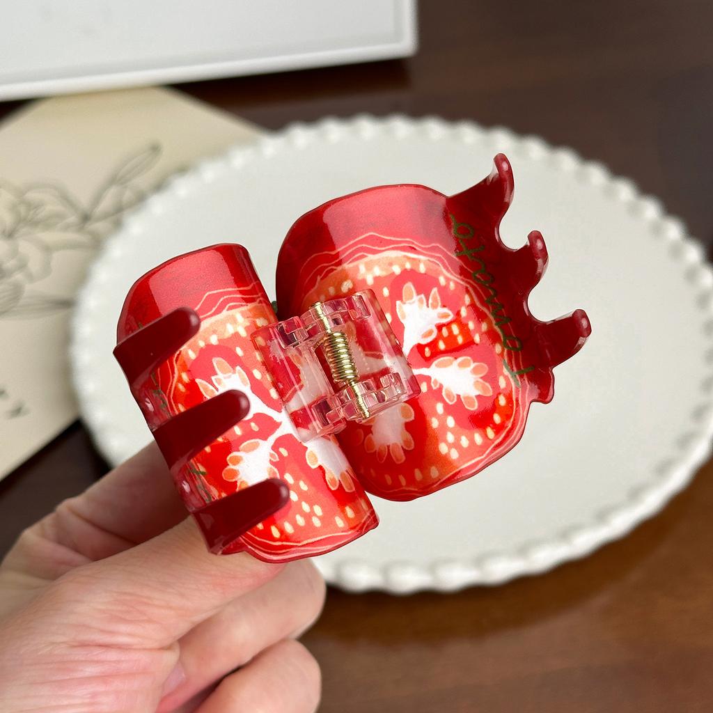 1pc Cute Fruit Series, Grab Clip, Niche Fun Hair Clip, Half Tied Hair, Ponytail Clip, Children's Hair Accessory