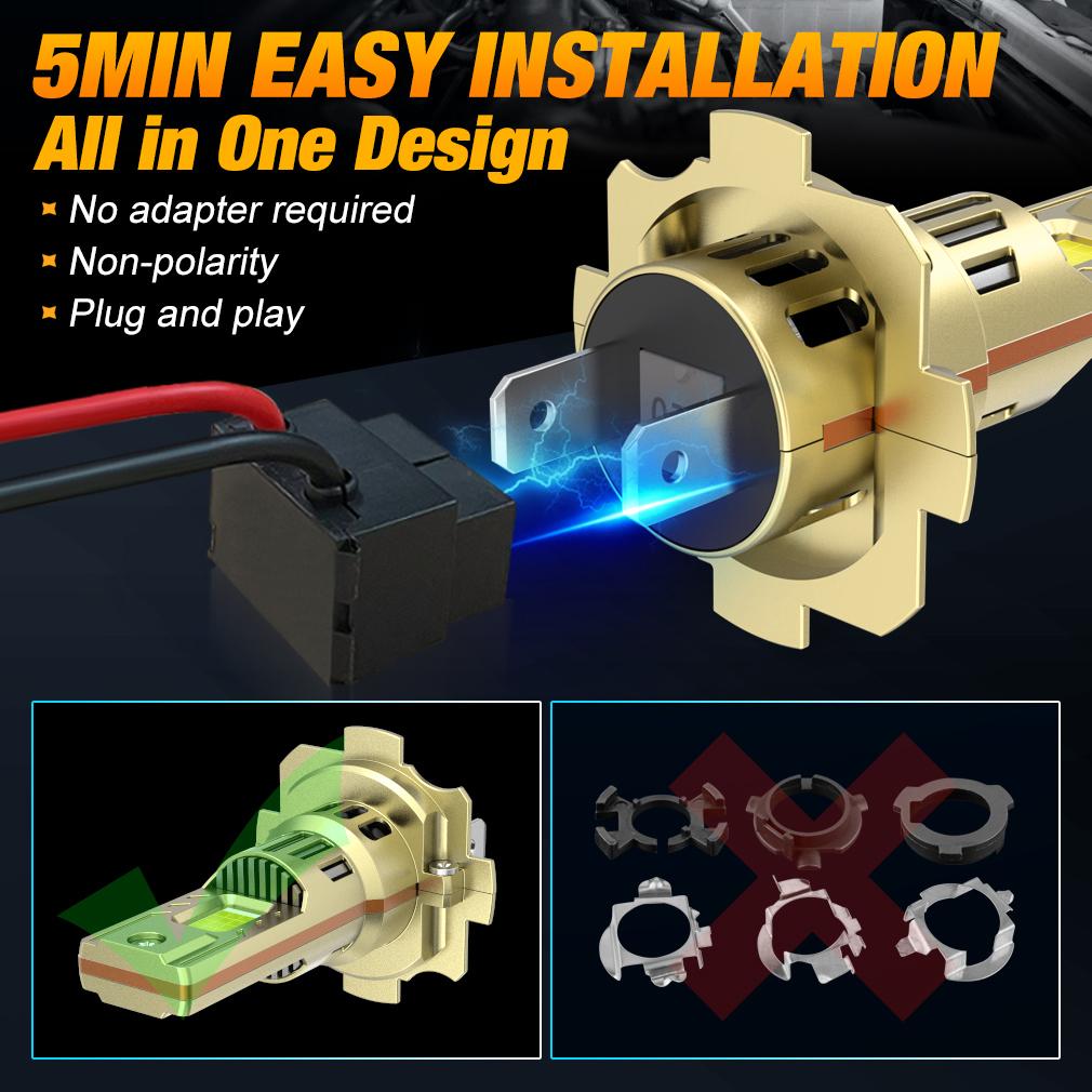 2 шт. 32000 лм H7 светодиодные лампы для фар 60 Вт мощные светодиодные H7 турбо с вентилятором лампа для головы 24 ядра CSP 1:1 фара для мини-автомобиля 12 В 6000 К, белая