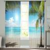 Beach Sky Clouds Coconut Trees Sea Landscape Curtains Tulle For Living Room Bedroom Kitchen Chiffon Sheer Window Treatment Decor