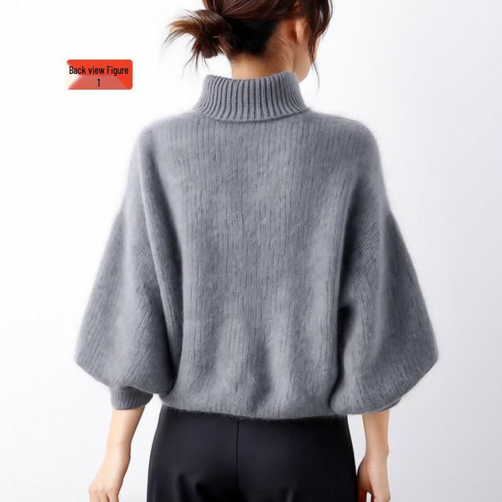 Japanese Autumn/Winter 2026 Stand Collar Bow Lantern Sleeve Knitwear