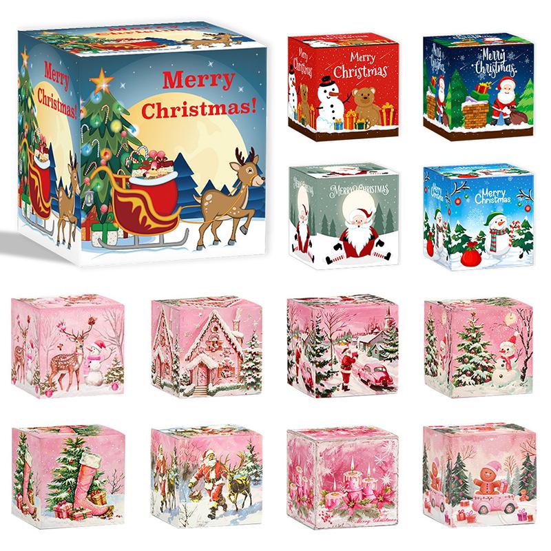 6 шт. Рождественские подарочные коробки со снеговиком и Санта-Клаусом, упаковочные коробки для шоколадных конфет для украшения вечеринки на Рождество
