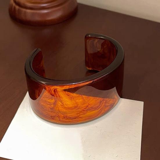 Акриловый браслет в стиле ретро, с нерегулярным геометрическим дизайном, женский браслет-манжета, ручная работа, эффектный браслет, модный аксессуар