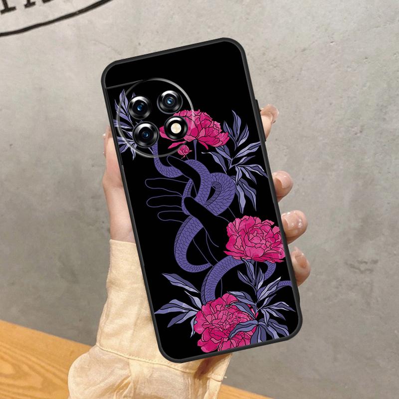 Snake Flower Case For OnePlus Nord 5 CE 2 3 4 Lite N20 N30 OnePlus 15 13 12 11 13T 10T 12R 13R 15R Cover