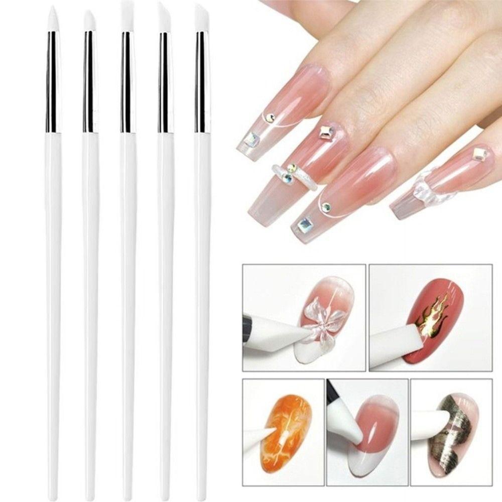 5Pcs DIY Manicure UV Gel Sculpture Nail Pen Small Head Polish Tip Manicure Tools