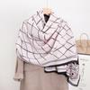 New Plaid Medium-length Scarf Female Ins Design Sense of The Four Seasons Versatile Lightweight Imitation Cotton Linen Feel Shawl
