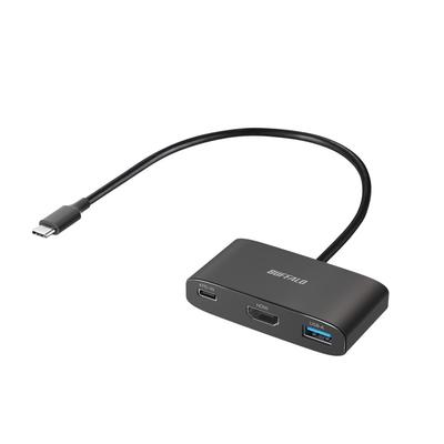Buffalo USB-хаб Gen1 3 порта 90 Вт с поддержкой USB PD 4K HDMI 5 Гбит/с Высокоскоростная передача данных Совместим с iPhone 16 Черный BSH3U335C1PBK USB-C 3.2