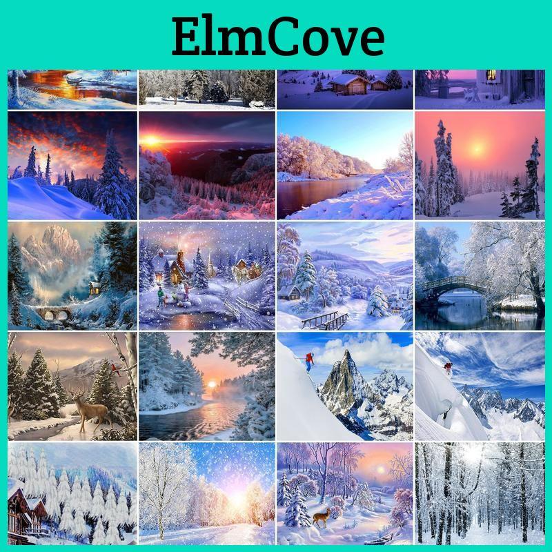 Tree Diamond Painting 5d River Rhinestone Kit Round Diamond Embroidery Landscape Winter Picture Of Rhinestone Home Decor