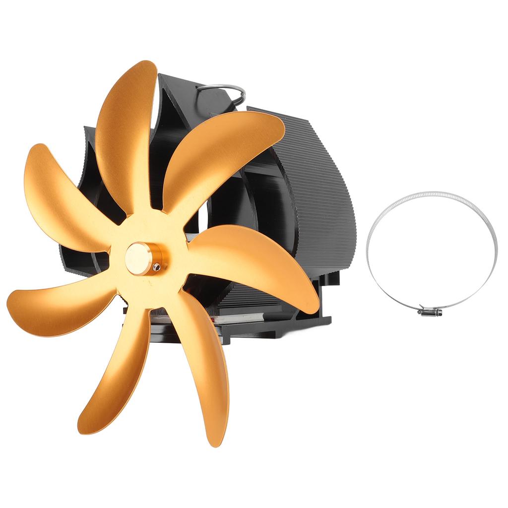 Вентилятор для дровяной печи с 7 лопастями из алюминиевого сплава, малошумный, настенный, работающий от тепла, вентилятор для печи с креплением