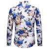 Мужская рубашка весна-лето с отложным воротником, однобортная, облегающая, с длинными рукавами, на пуговицах, мягкая дышащая, с ярким цветочным принтом, мужской топ средней длины