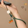 Persimmon Ruyi Mobile Charm: Glazed Pendant Keychain with Anti-Lost Wrist Lanyard for Men & Women