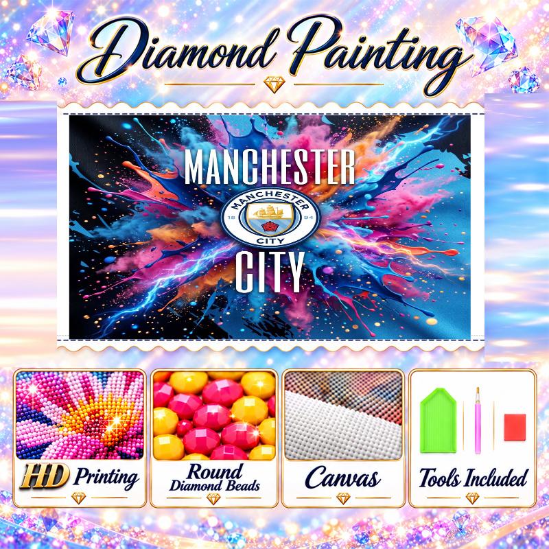 Manchester City Diamond Painting Kit 5D Full Drill DIY Diamond Mosaic Wall Art Home Decor
