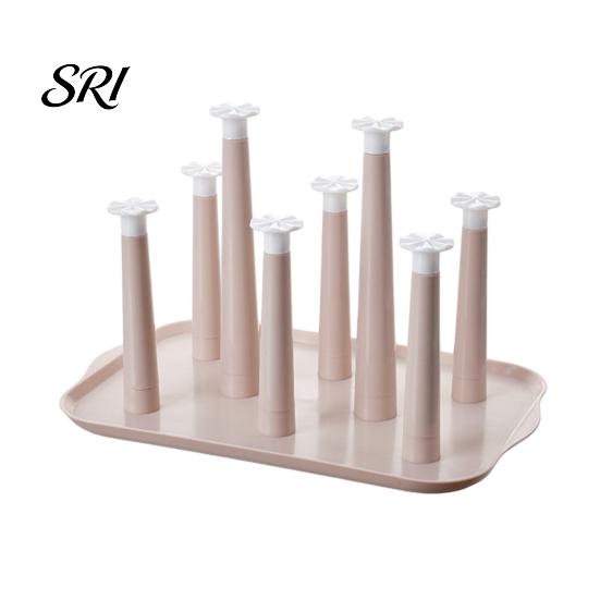Cup Drying Rack for 6 Cups 6-Slot Plastic with Drip Tray Space-Saving Holder Countertop Organizer Mugs Glasses BPA-Free Kitchen Storage
