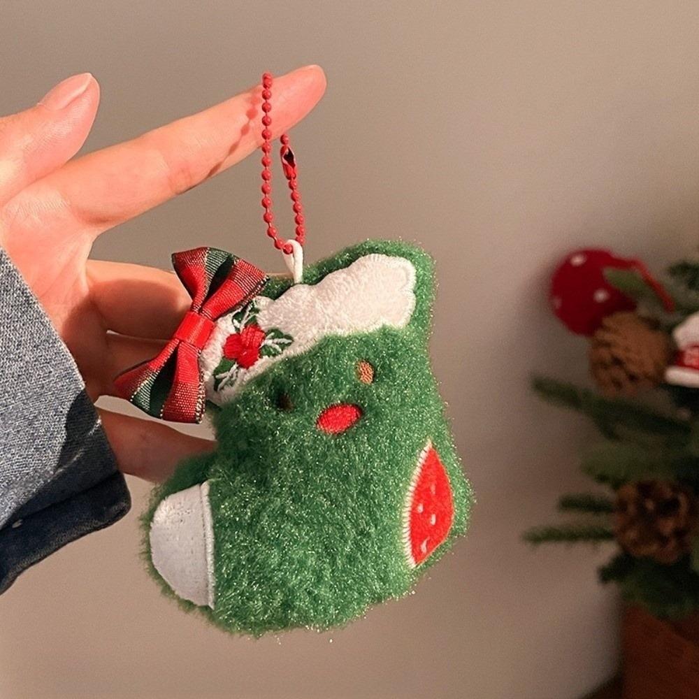 Tree Christmas Keychain Snowman Plush Santa Keychain Cute Stuffed Animal Tree Decoration