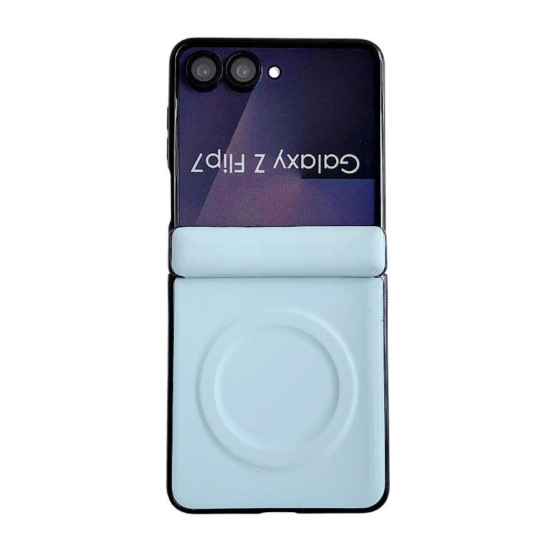Однотонный чехол-бампер из кожи с текстурой Morandi для Samsung Z Flip7, ударопрочный, складной, из твердого ПК
