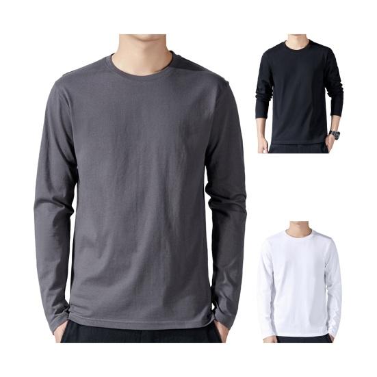 Мужская спортивная футболка свободного покроя с круглым вырезом, однотонная, с длинными рукавами, для дома, для занятий спортом, бега, баскетбола
