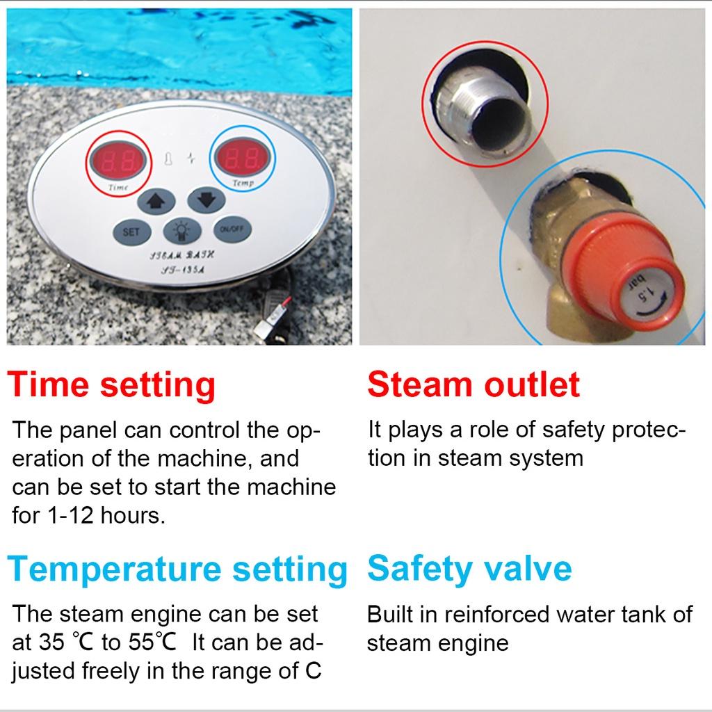 220V Steam Generator Sauna Steamer with Waterproof Programmable Controls for Home SPA Bathroom Hotel Shower Bath 4.5KW