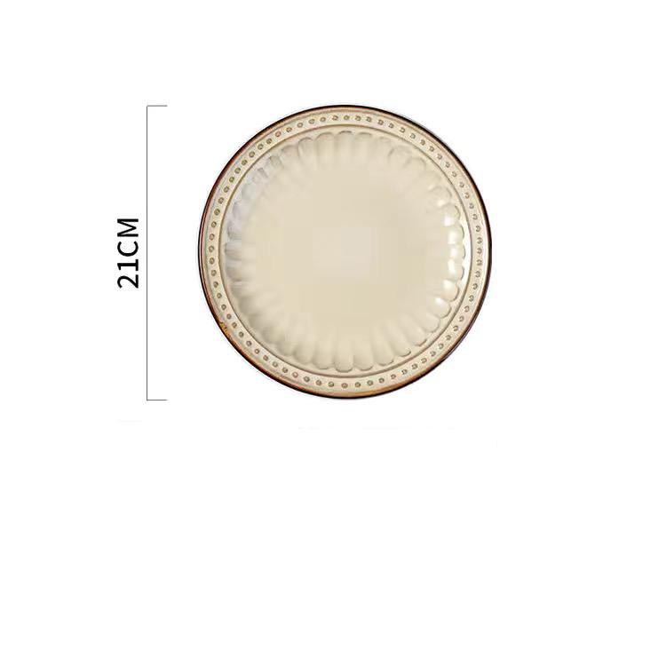 Европейская ретро посуда Керамический диск Тарелка для стейка Салатная тарелка Западная еда Обеденная тарелка Кухонные принадлежности
