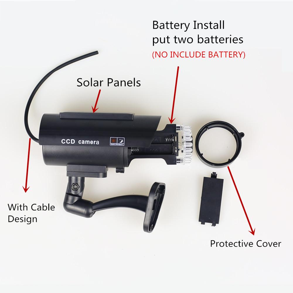 Поддельная камера на солнечной энергии, наружная имитация камеры-пустышки, водонепроницаемая пуля видеонаблюдения с мигающим светодиодом