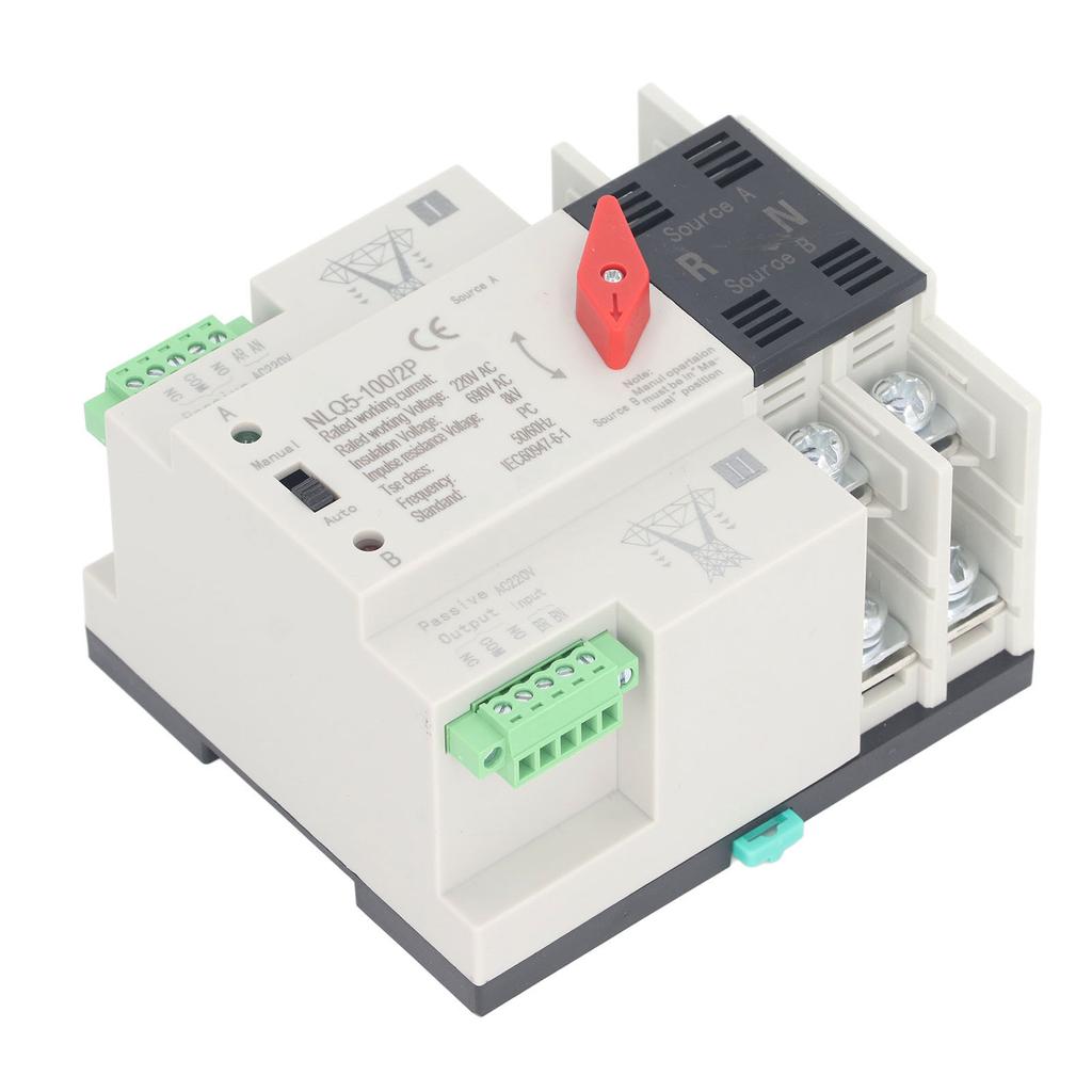 Двойной автоматический переключатель питания 2P Mini ATS автоматический переключатель питания AC220V 100A