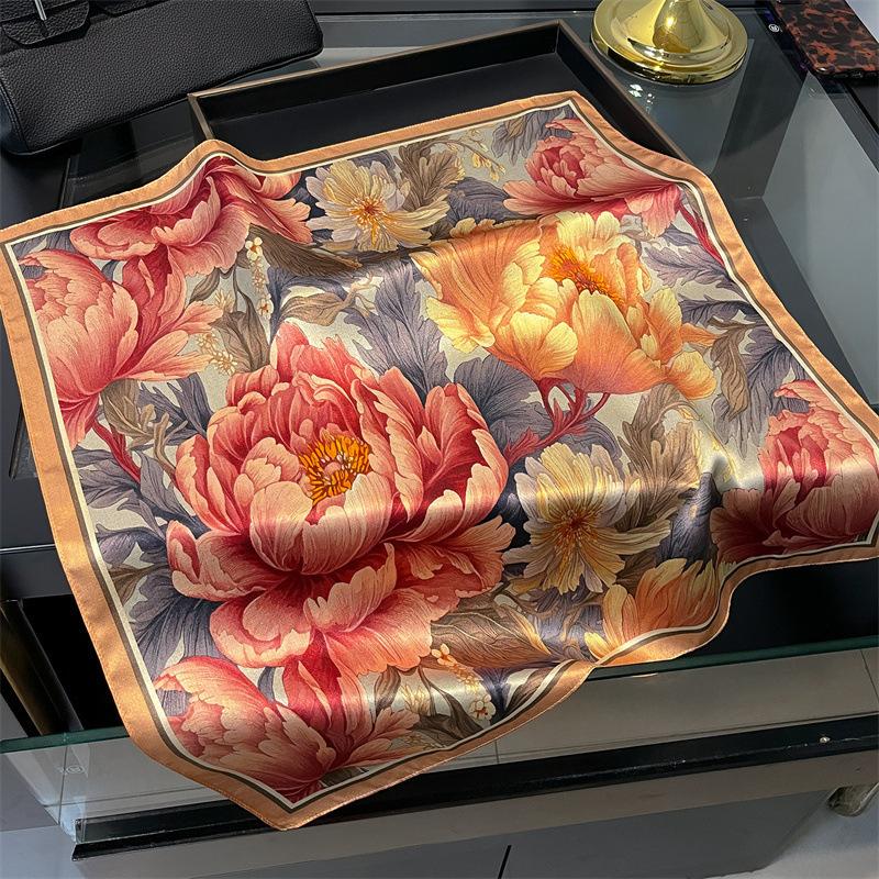 New 100% Natural Real Silk Scarf Women Bandana Square Scarves Wrap Kerchief Mulberry Fashion Luxury High Quality Hijab For Lady