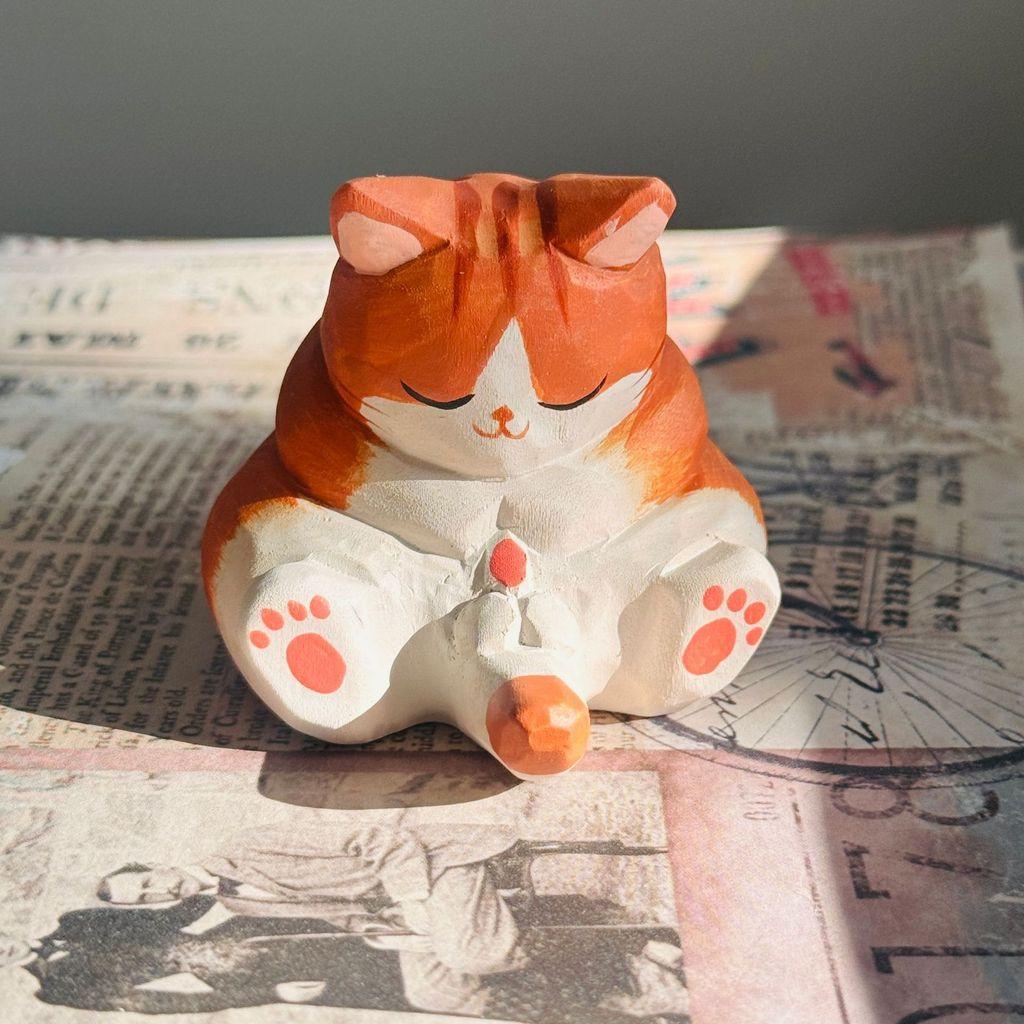 Wooden Cat Sculpture Modern Art Gift For Birthday And Holiday Celebrations