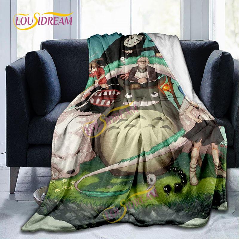Одеяло с рисунком Тоторо для дома, мультиразмерное одеяло для домашнего офиса, детское ворсовое одеяло, теплое одеяло, походный коврик для пикника.
