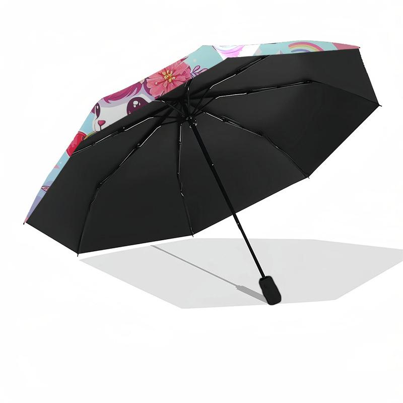 1pc Unicorn Alpaca Fantasy Scene Umbrella with Plastic Handle,Suitable for All Seasons Home Travel Outdoor UmbrellaDD706