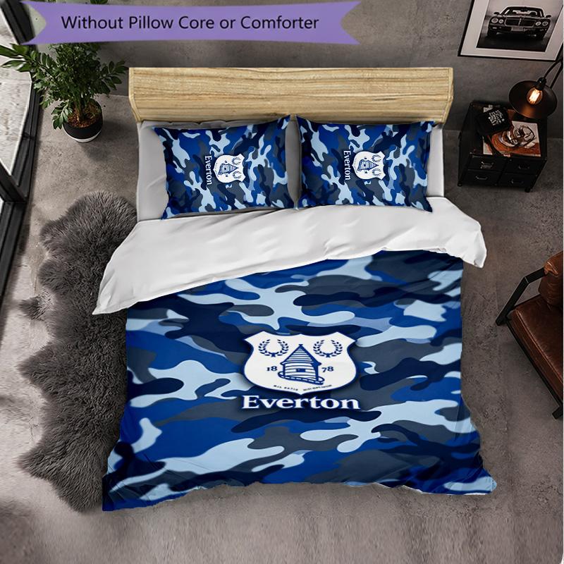 Everton Football 3 Piece Bedding Set Soft Duvet Cover Set with Pillowcases Printed Bedroom Decor Set for Home
