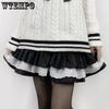 WTEMPO Готические кружевные мини-юбки с рюшами, женские летние Harajuku Fairy Grunge, черно-белая плиссированная юбка, уличная одежда в стиле японской Лолиты