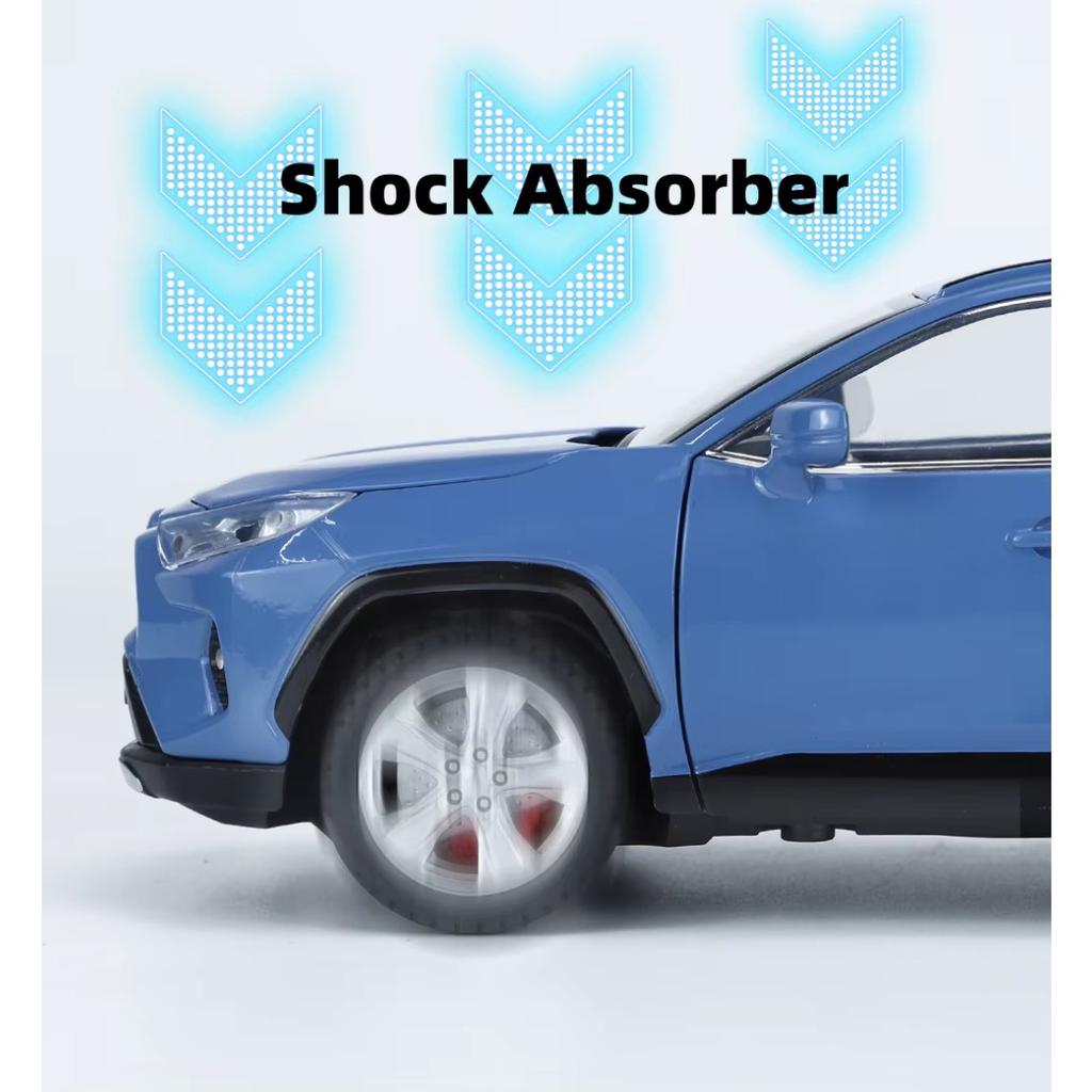 1/24 TOYOTA RAV4 SUV Sport Diecast Alloy Miniature Toy Car Model Remote Control Sound Light Pull Back Collection Gift for Boy