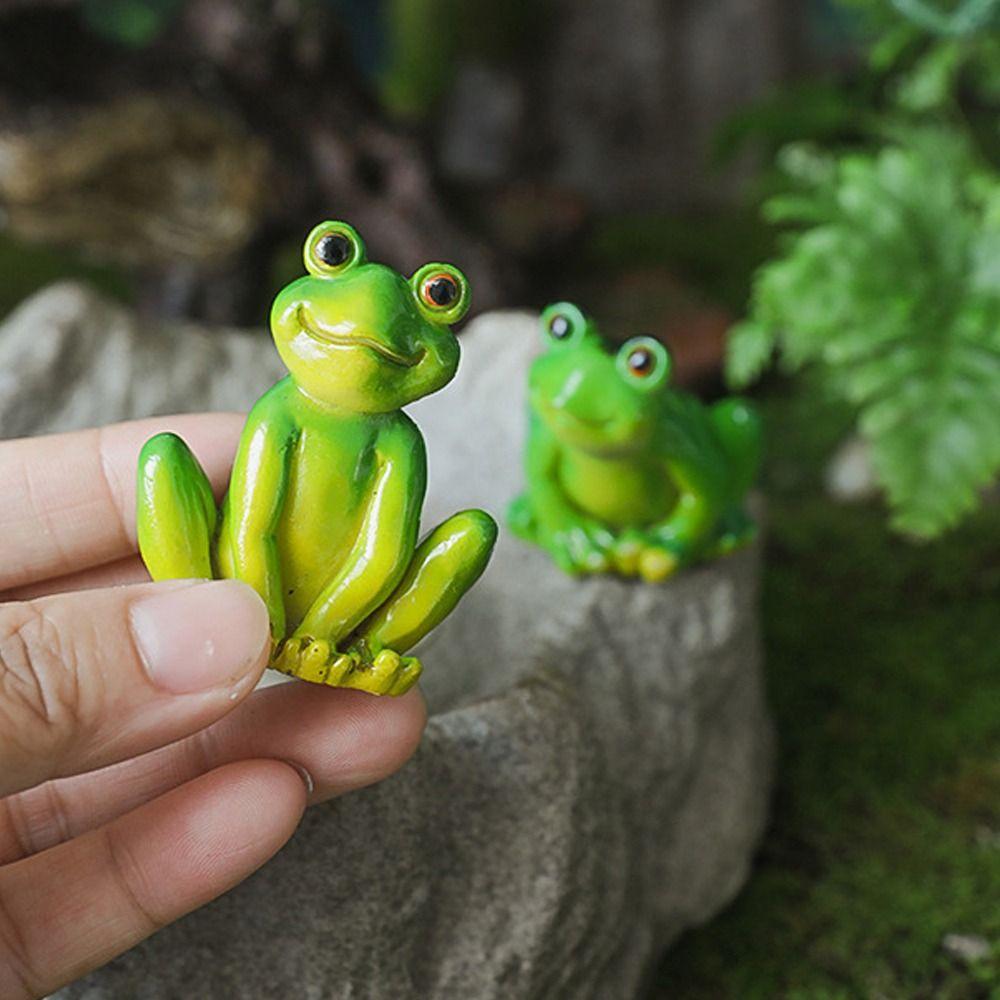 Mini Garden Frog Ornament Resin Micro Landscape Decoration Animal Statue Frog Figurines Patio