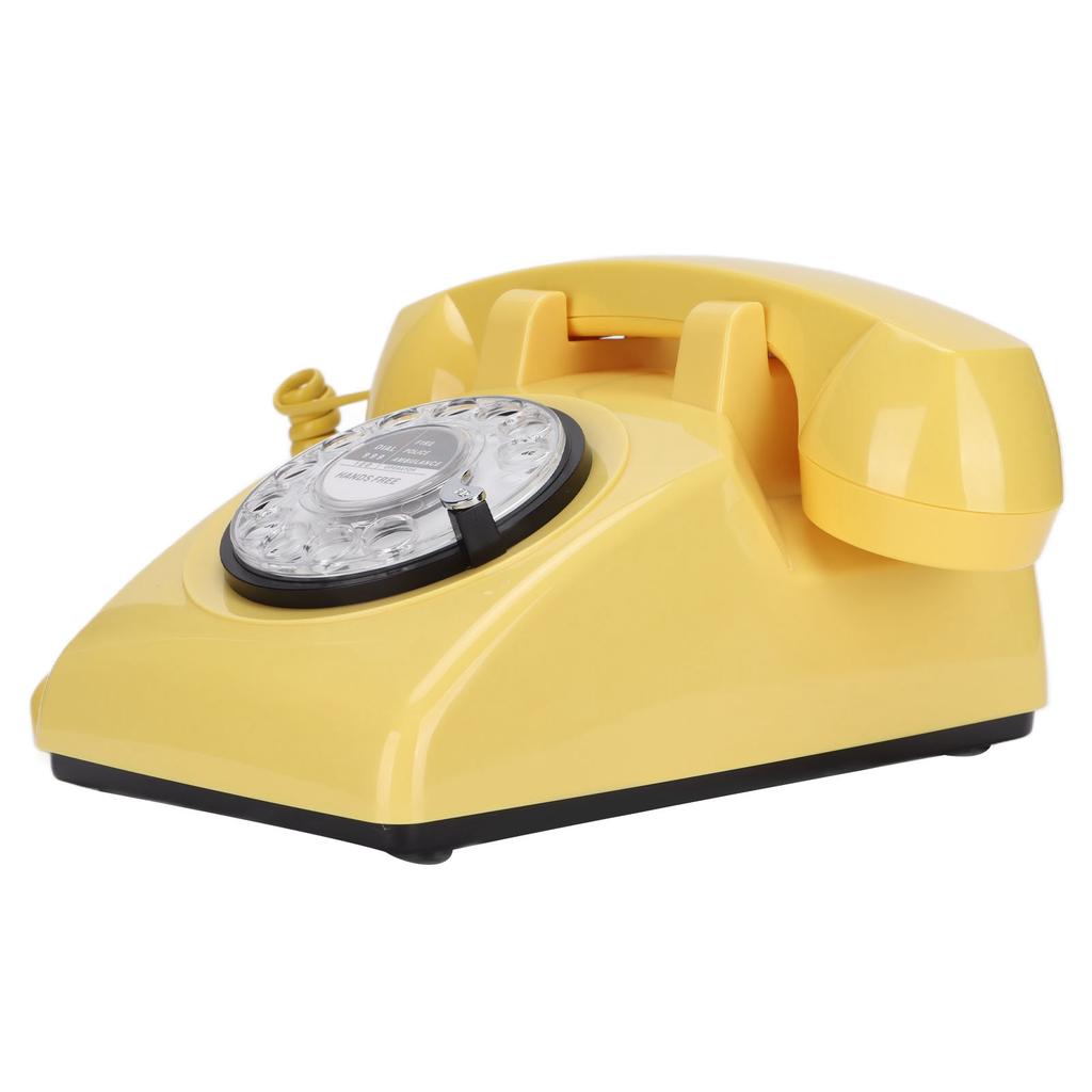 Ретро-роторный стационарный телефон 60-х годов, старомодный классический дисковый циферблат, проводной стационарный телефон, желтый