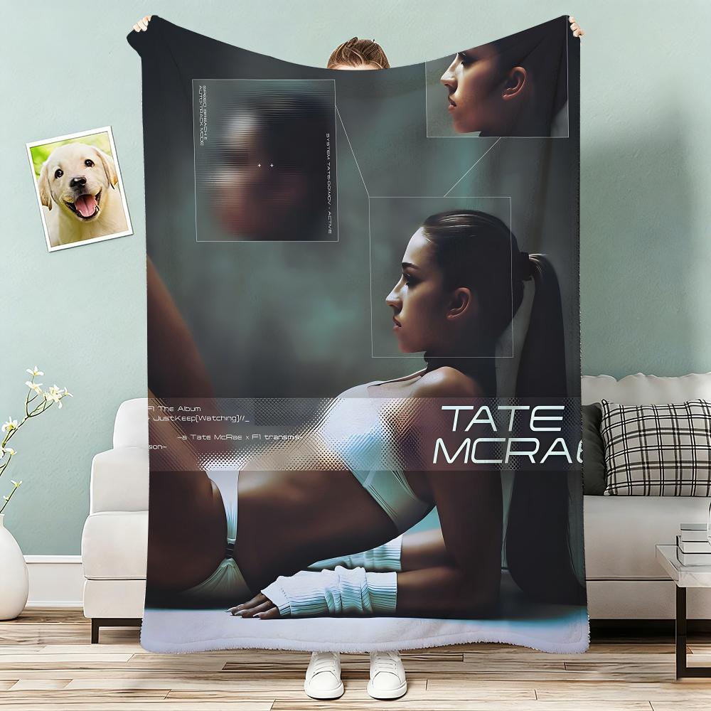 Hot Singer Tate McRae Throw Lightweight 240g Flannel Blanket Soft Skin-friendly for Summer Cooling