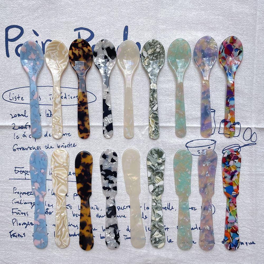 Корейский стиль INS Кофейная ложка Чайная ложка для торта Мороженое Десертная ложка Нож для джема Декоративная кухонная посуда Французский реквизит для фотографий