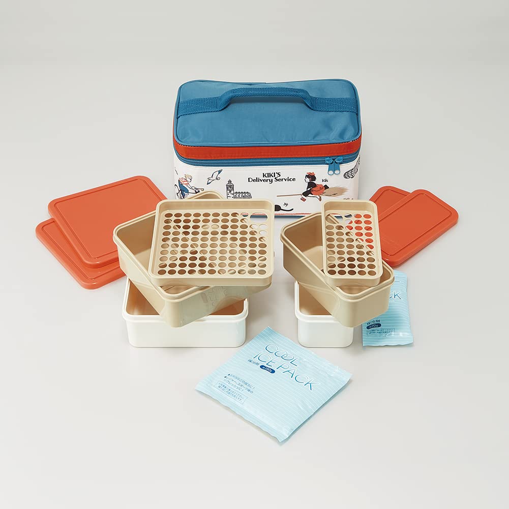 Skater Outdoor Lunch Box with Cooler Bag and Ice Delivery Service Studio Made In Packs, Kiki's 23, Ghibli, Japan, 3440ml, KCPC4-A
