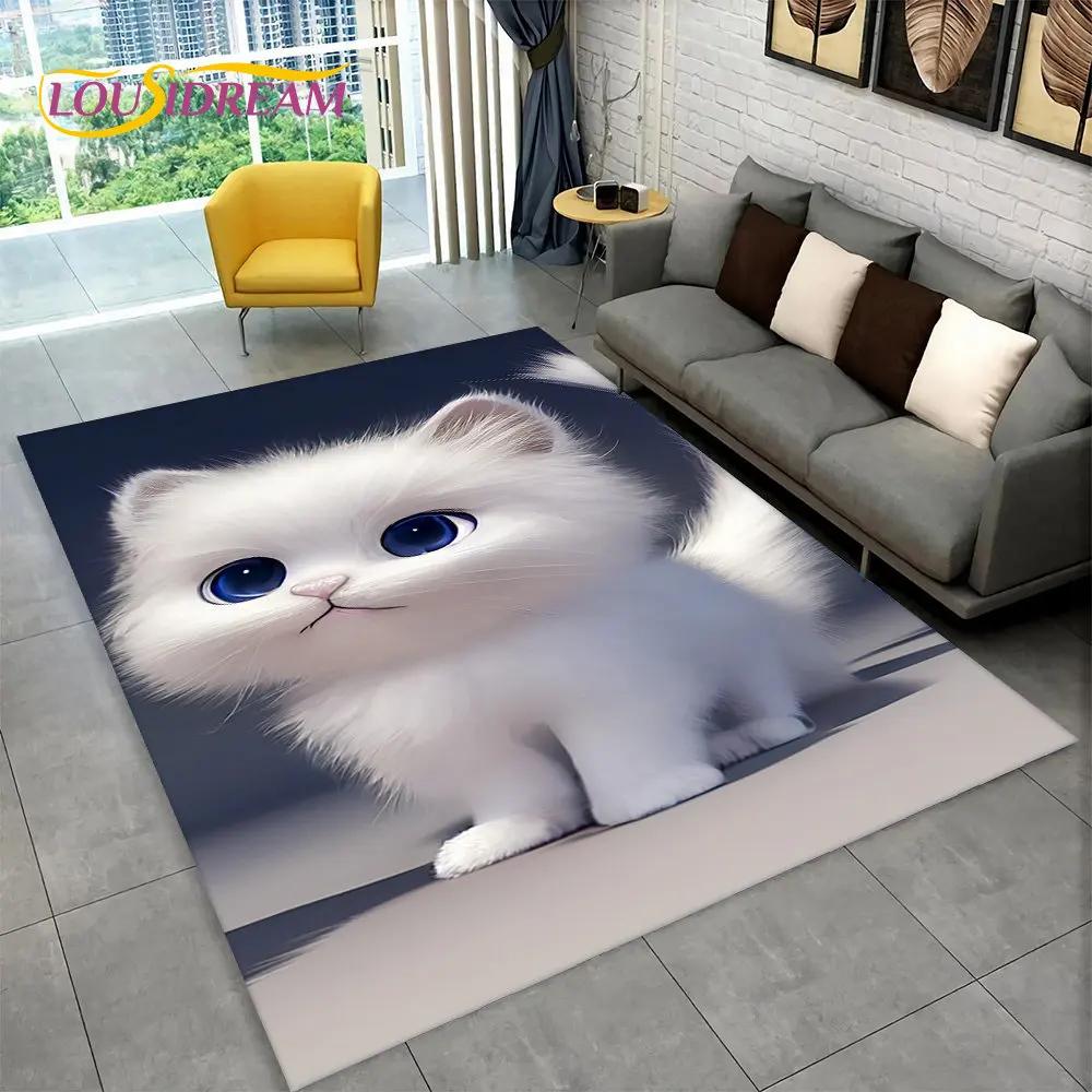 Большой коврик с 3D рисунком милого кота, ковер для гостиной, спальни, дивана, коврик для кухни, украшение для кухни, детский нескользящий напольный коврик