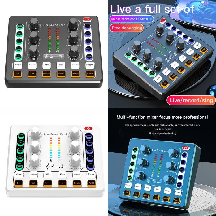 Podcast Microphone Sound Card Mixer Sound Board with Voice Changer Podcast Equipment Condenser Microphone for Phone/PC