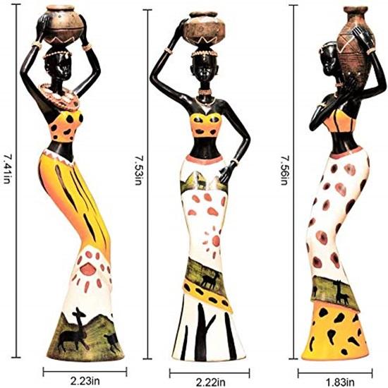 Уникальный домашний декор ручной работы с красивой отделкой, набор из 3 предметов искусства для женщин африканских племен, разноцветных