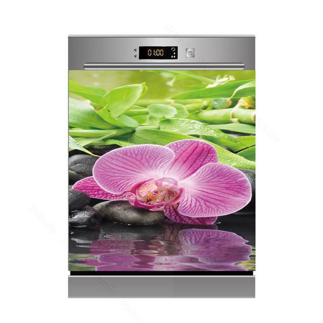 3D бамбуковая текущая вода, свеча, камень, посудомоечная машина, холодильник, морозильная наклейка, детская художественная крышка двери холодильника, обои, кухонный декор